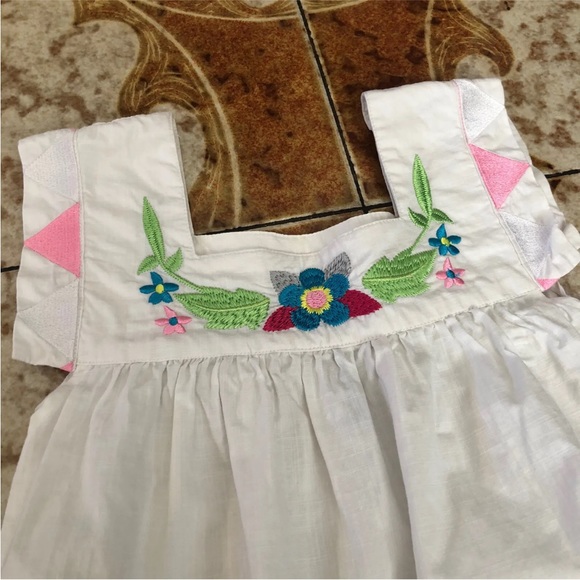 ROXY girls White Cotton dress size 8 Kids Embroidered Floral - Picture 3 of 7